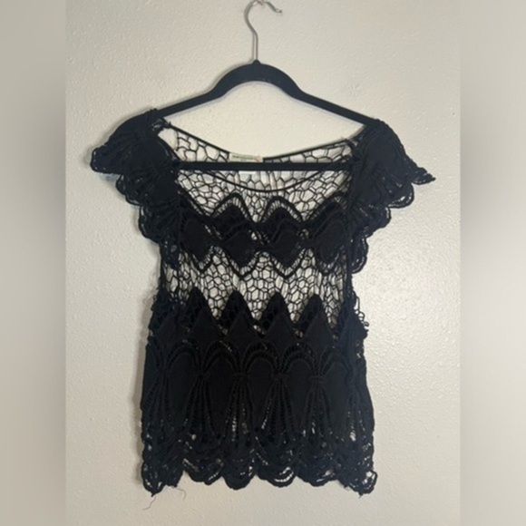 Source Unknown Tops - Black crochet top